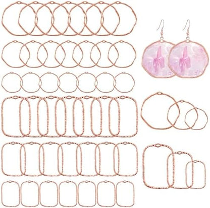 48 Pcs Alloy Open Back Bezel Pendants, 6 Styles Hollow Frame Pendants Ring for Resin Jewelry Making by Unknown