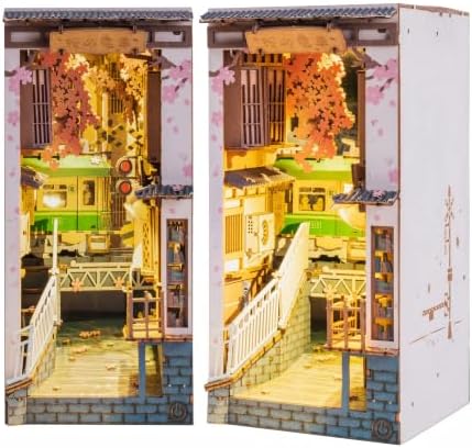 Rolife DIY Book Nook Kit Sakura Densya, DIY Miniature Booknook Kit Creative Decorative Bookend Bookshelf Insert 3D Puzzles for Adults, Halloween/Christmas Decorations/Gifts for Adults (Sakura Densya) by Rolife