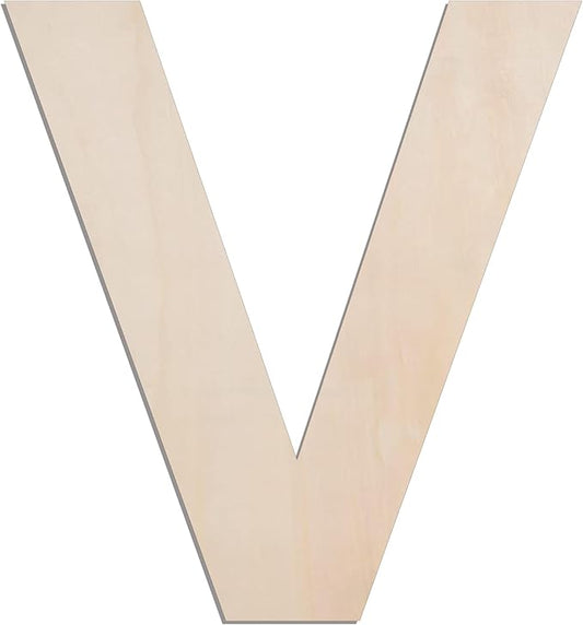 MGTECH 12 Inch Large Wooden Letter V, 1/4 in Thick Big Wood Letter for Crafts and Wall Decor