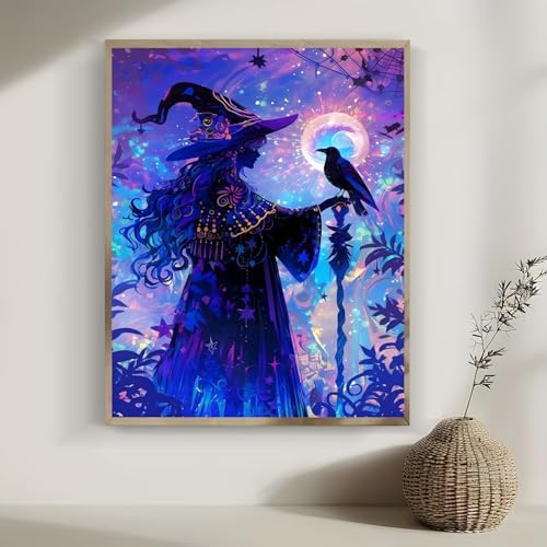 CraftBliss ArtVibe Paint by Numbers for Adults - Magic Witch DIY Acrylic Painting Kit on Canvas, Purple Night Fantasy Canvas Art for Wall Decor, Beginner Paint Kit, 16x20 Inch (No Frame) - Image 5