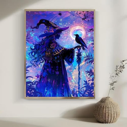 CraftBliss ArtVibe Paint by Numbers for Adults - Magic Witch DIY Acrylic Painting Kit on Canvas, Purple Night Fantasy Canvas Art for Wall Decor, Beginner Paint Kit, 16x20 Inch (No Frame) - Image 5