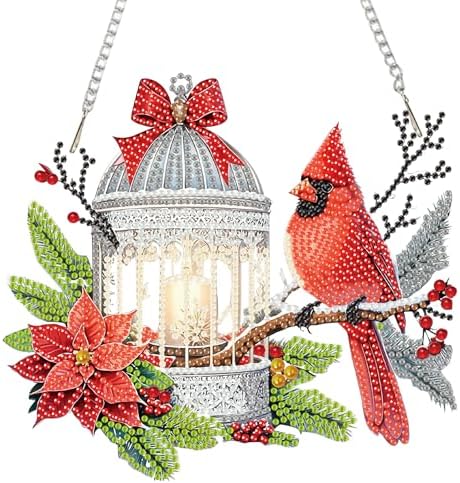 Auremi Christmas Diamond Art Pendant Kits,5D Cardinal Diamond Art Diamond Painting Hanging Kits,DIY Special Shaped Diamonds Painting Suncatcher Pendant Kit for Adults for Gift Wall Home Decor by Unknown