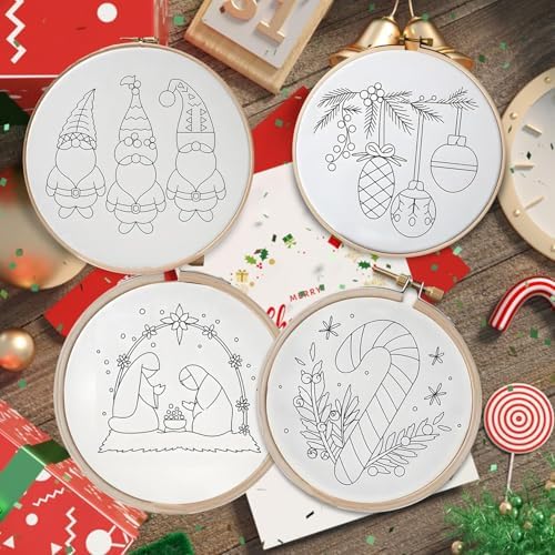 YOUDRN Christmas Embroidery Kits, Candy Canes Embroidery Kits Adults - Image 4