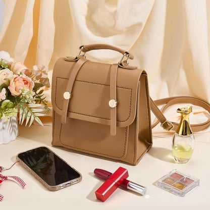 WEBEEDY DIY PU Leather Shoulder Bag Making Kit All Materials Leather Craft Purse Handbag Sewing Kit with Handles and Strap, DIY Your Own Handle Bag Purse for Summer Holiday Travel, 7.9x3.9x7.9 inch - Image 5