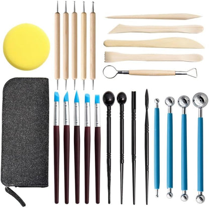 DOITOOL Polymer Clay Tools Kit 25 pcs Clay Carving Tools for Sculpting Forming Cutting Scraping Smoothing Pottery Tool Set for Beginners and Professionals 7.87 X 3.54 X 1.18 in by DOITOOL