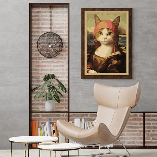 NiArt Paint by Numbers for Adults Beginners, DIY Paint by Numbers on Canvas for Kids, Oil Painting Kits for Gift Home Wall Decor, 10 Brushes and Acrylic Paint, 12x16 Inch, (Mona Lisa Cat, with Frame) - Image 3