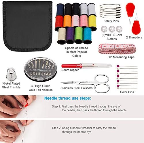 Sewing Kit, Sewing Kits for Adults, OKOM 68Pcs Thread for Sewing, Sewing Supplies, Sew Kit for Home,Traveler,Small Mini, Basic, Beginner, DIY, Needle and Thread Kit, Gift for Mother and Grandma - Image 3