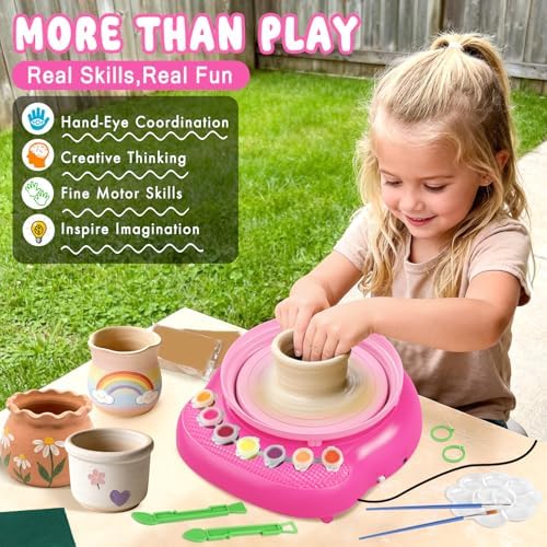 Weilim Pottery Wheel for Kids Beginners, Air-Dry Clay & Paint Kit Ages 6-12 - Image 4