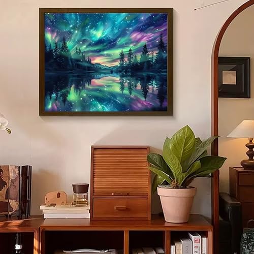 Hutarosl Paint by Numbers for Adults-Aurora Paint by Number Canvas for Adults,Starry Sky Paint by Number Adult,Aurora DIY Oil Painting Kits for Gifts Home Decor 16x20in - Image 7
