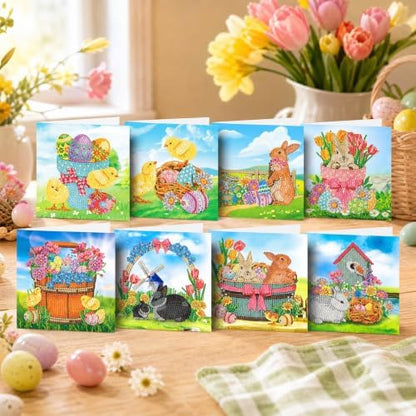 8PCS Chick Rabbit DIY Greeting Card Kits with Envelopes Diamond Art Greeting Cards Diamond Art Cards Kits for Adults DIY Crafts Family Friend Gifts - Image 2