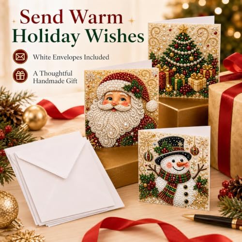 6Pcs Christmas Patterns DIY Pearl Diamond Art Greeting Cards Kits - Image 7