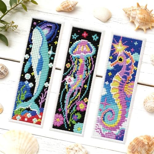 ORIGACH 6 Set Cosmic Ocean Cross Stitch Bookmark Kit for Beginner - Image 6