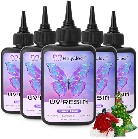 HeyClear 500g UV Resin Kit Clear UV Epoxy Glue Fast Curing for DIY Crafts by HeyClearResin