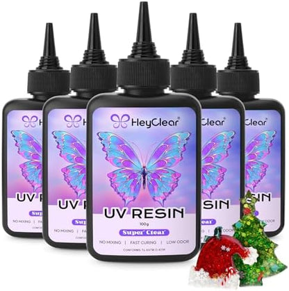HeyClear 500g UV Resin Kit Clear UV Epoxy Glue Fast Curing for DIY Crafts by HeyClearResin