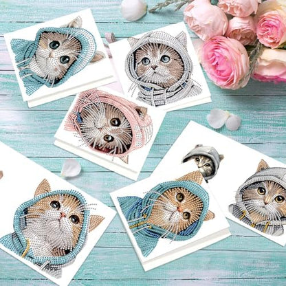 jinglinhh 12pcs Diamond Art Painting Hat Kitten Greeting Cards with Envelopes, DIY Card Making Kits for Adults, Diamond Art Christmas Cards for Birthday Holiday Gifts - Image 5