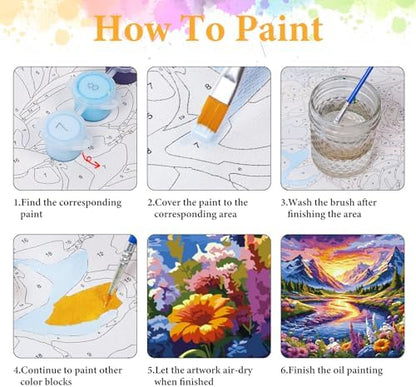 Paint by Numbers Kit for Adults, Mountain River & Wildflower, 16x16 Inch - Image 4
