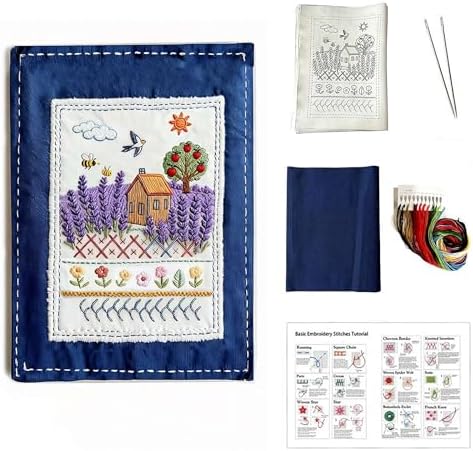 Embroidery Stitch Book Kit for Beginners, All-in-One Hand Embroidery Learning & Practice Book with Fabric Pages,100+ Patterns,Fabric & Tools,Beginner to Advanced DIY Stitching Set with English Guide by Unknown