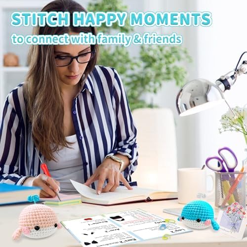 YAMAXIN Whale Crochet Kit for Beginners, Whale Marine Animal Easy Learn to Starter Amigurumi Knitting Kit and Yarn Craft Kits for Adults DIY with Step-by-Step Video Tutorials - Image 5