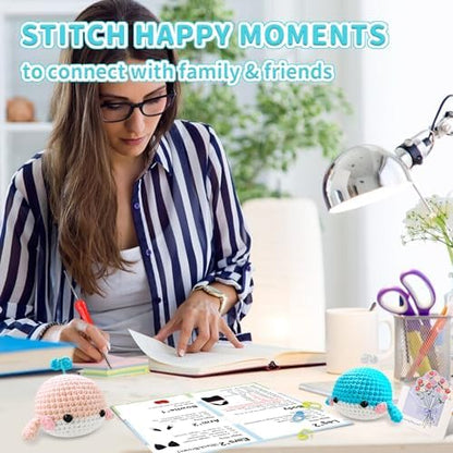 YAMAXIN Whale Crochet Kit for Beginners, Whale Marine Animal Easy Learn to Starter Amigurumi Knitting Kit and Yarn Craft Kits for Adults DIY with Step-by-Step Video Tutorials - Image 5