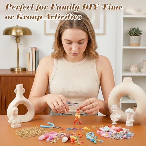 Ecoofor 364 Pcs Keychain Making Kit for Kids & Adults – Includes 20 Keychain Clips, 25 Extender Chains, 136 Charms, Beading Accessories, Jewelry Pliers – DIY Bag Charms & Jewelry Craft Kit Supplies - Image 6