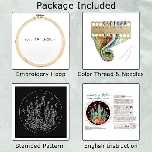 Louise Maelys Cactus Embroidery Kit, Cross Stitch Kit for Beginner Adults - Image 2