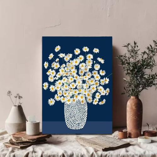 White Chrysanthemum Paint By Numbers Kit for Adults,Home Decor 16x20In - Image 5