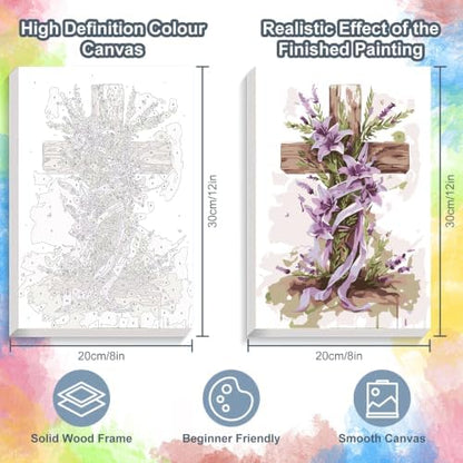 Kalonyth Cross Framed Paint by Numbers Kit for Adults Beginner 8x12 inch - Image 3