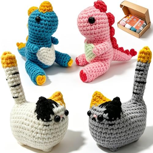 Easy Crochet Kit for Beginners with Step-by-Step Video Tutorials, 4PCS by QIMIALOL