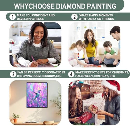 sdfkmlcdl Fantasy Hummingbird Diamond Art Kits for Adults, Surreal Blue Purple Flower Hummingbird Full Drill Diamond Painting Kits for Adults Beginners, Bird Lover Gifts, 9.8x11.8 Inch - Image 7