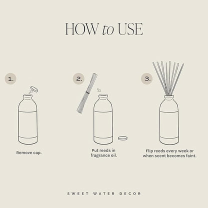 Sweet Water Decor Non-Toxic Cashmere and Vanilla Reed Diffuser Set, Cashmere, Sandalwood, Milky Coconut, Bourbon Vanilla Scented Diffuser for Home, Light Fragrance, Made in The USA, 3.5 FL OZ