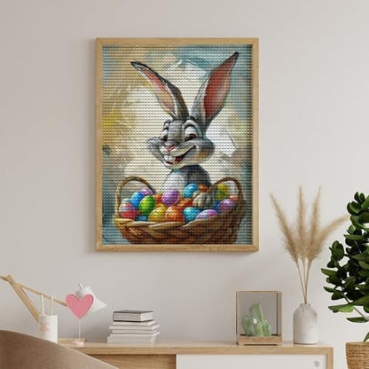 Fantasy Easter Bunny Diamond Drawing Art Kit for Adults Colorful Eggs DIY Diamond Art Painting for Beginners Full Drill Round Gem Art Painting for Crafts Home Wall Decor - Image 5
