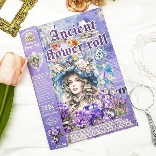 Aesthetic Washi Sticker Book,426pcs Scrapbook Stickers for Adults Pre-Cut Bullet Journal Stickers for Scrapbooking Supplies Vintage Ladies Flowers Sticker for Journaling Ephemera for Junk Journals by Ahmagen