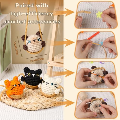 Crochet Kit for Beginners Crochet Animal Kit for Decoration Car Hanging - Image 5