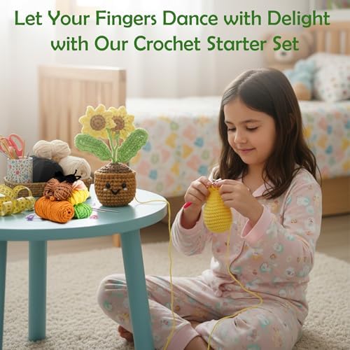 A-URA Sunflower Crochet Kit for Beginners, Knitting Kit for Kids and Adults - Image 3
