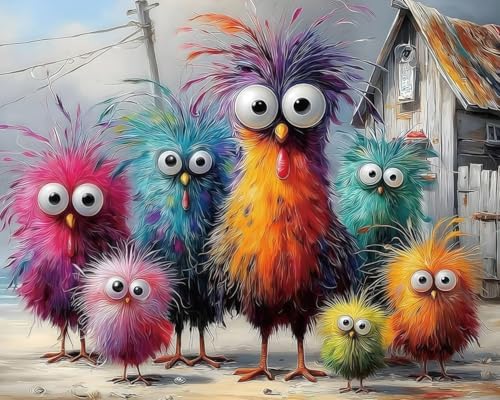 Funny Chicken Paint by Numbers Kit On Canvas for Adults Beginners 16x20In by BYGFHLYW