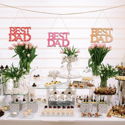Wooden BSETDAD Letter Ornaments to Paint 7 Inch, Large Size Father Day Wooden Cutout DIY Blank Unfinished Wood Discs Father's Gifts Ornament for Crafts Hanging Decorations(10PCS) - Image 3