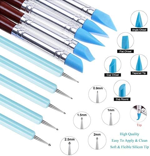 Silicone Clay Sculpting Tool - 10Pcs Modeling Dotting Tool for Pottery Craft, Rock, Nail, Blending, Drawing - Image 3