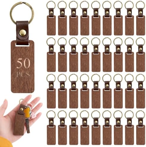 PineHaven Blank Wooden Key Chain, Rectangle Wood Keychain Blanks,Unfinished Wood Key Ring Wooden Engraving Blank Keys Tags by Unknown