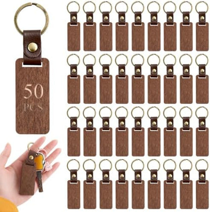 PineHaven Blank Wooden Key Chain, Rectangle Wood Keychain Blanks,Unfinished Wood Key Ring Wooden Engraving Blank Keys Tags by Unknown