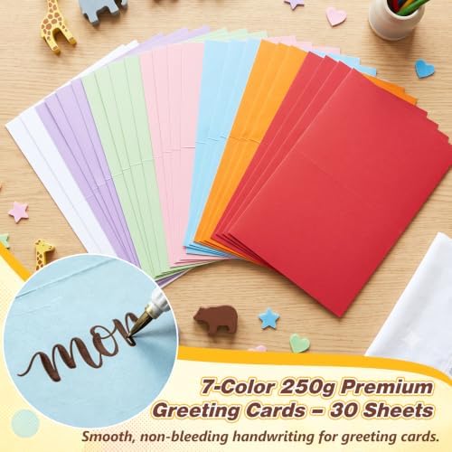 Ohanniewa 30 Pack Card Making Kit – Blank Greeting Cards & Envelopes, Stamp Set, 12 Colored Pens, Stencil Cards, Festival Stickers – DIY Craft Set for Birthdays, Christmas, Thank You & All Occasions - Image 2