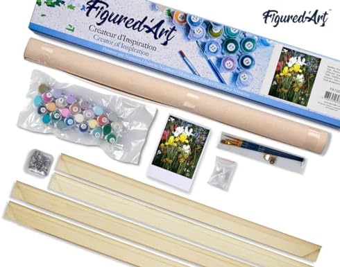 Figured'Art Paint by Numbers Kit for Adults Colorful Field of Flowers 16"x20" - Craft Art Painting Rolled Canvas with DIY Wooden Frame - Image 5