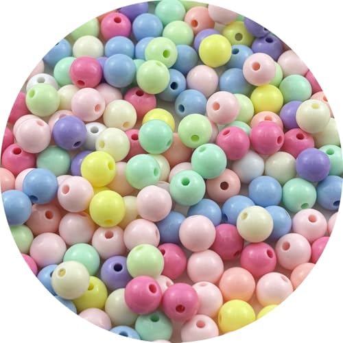 200pcs Acrylic Round Beads for Crafts 10mm Resin Candy Color Spacer Beads with Hole for Jewelry Making Sewing Crafts Decoration Necklaces Bracelets Earrings Supplies(Light Mix Colors) by Unknown