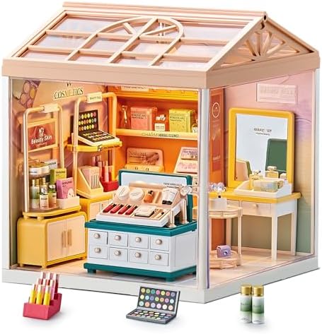 Makeup Store Miniature House Kit with Light & Roof by BeepZipp
