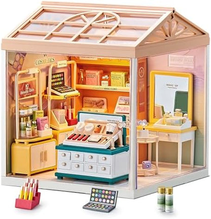 Makeup Store Miniature House Kit with Light & Roof by BeepZipp