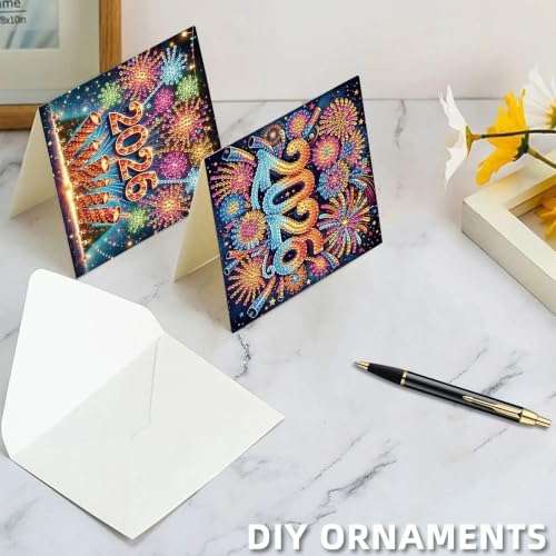 6PCS New Year Diamond Art Painting Greeting Cards Kit with Envelopes - 5D DIY Diamond Art Card Kits for Adults - Handcrafted Postcards for Birthday & Holiday - Image 6