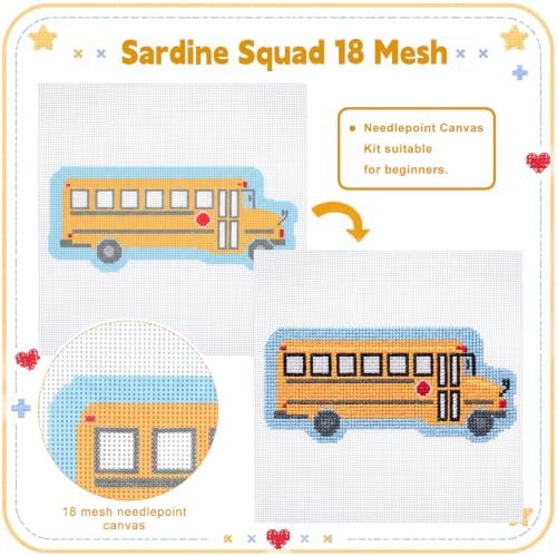 XunYee Needlepoint Canvas Kit, School Bus - Image 3