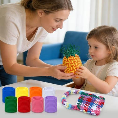 FEBSNOW 180 Pieces Rainbow Potholder Loom Kit Elastic Loops Potholder Maker - Image 7