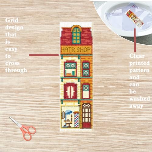 FREEBLOSS 6 Set Cross Stitch Bookmark Kits 11CT 8"x2.4" Street View - Image 3