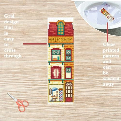FREEBLOSS 6 Set Cross Stitch Bookmark Kits 11CT 8"x2.4" Street View - Image 3