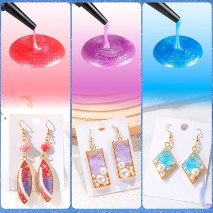 Bundle 153Pcs UV Resin Jewelry Making kit with Light and 10 Colors Pearlescent UV Resin - Image 5